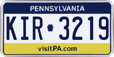 PA license plate KIR3219
