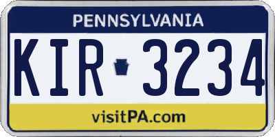 PA license plate KIR3234