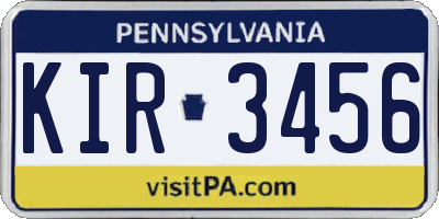 PA license plate KIR3456