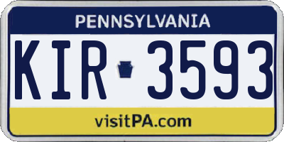 PA license plate KIR3593