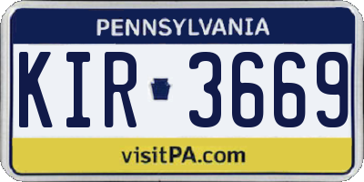 PA license plate KIR3669