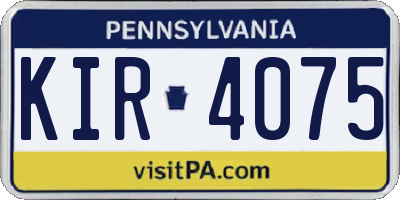 PA license plate KIR4075
