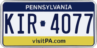 PA license plate KIR4077