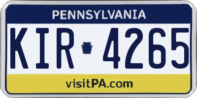 PA license plate KIR4265