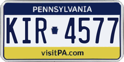 PA license plate KIR4577
