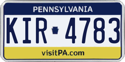 PA license plate KIR4783