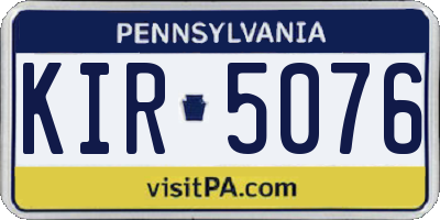 PA license plate KIR5076