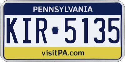 PA license plate KIR5135