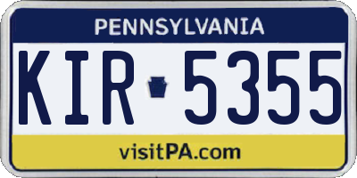 PA license plate KIR5355