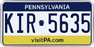 PA license plate KIR5635