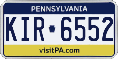 PA license plate KIR6552
