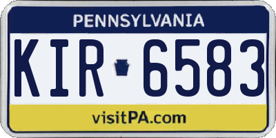 PA license plate KIR6583