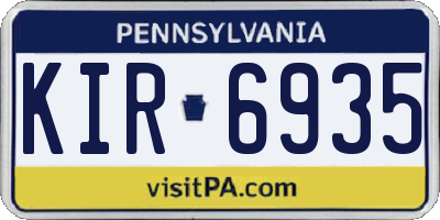 PA license plate KIR6935