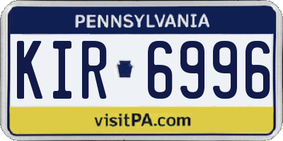 PA license plate KIR6996