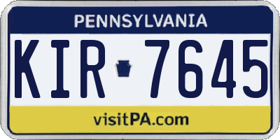PA license plate KIR7645