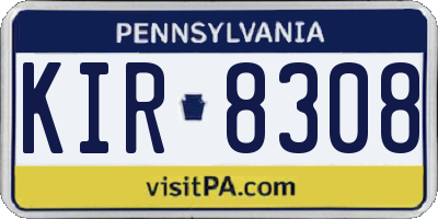 PA license plate KIR8308