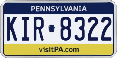 PA license plate KIR8322