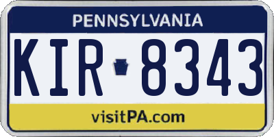 PA license plate KIR8343