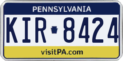 PA license plate KIR8424