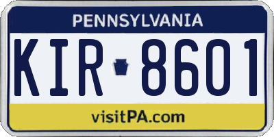 PA license plate KIR8601