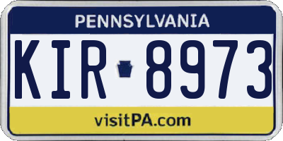PA license plate KIR8973