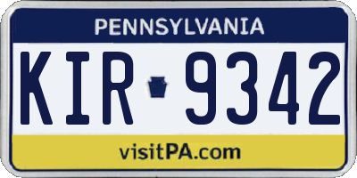 PA license plate KIR9342