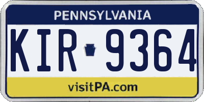 PA license plate KIR9364
