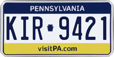 PA license plate KIR9421