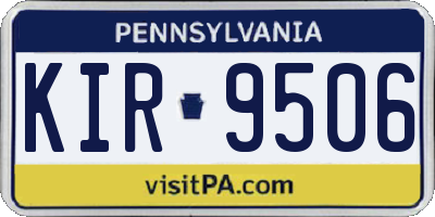 PA license plate KIR9506