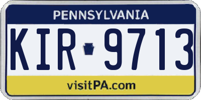 PA license plate KIR9713