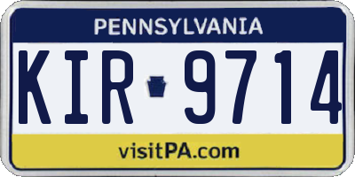 PA license plate KIR9714