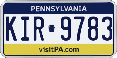 PA license plate KIR9783