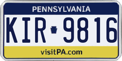 PA license plate KIR9816