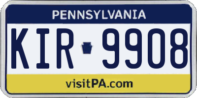 PA license plate KIR9908