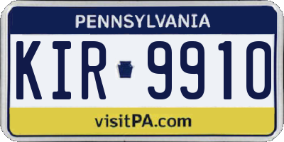 PA license plate KIR9910