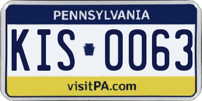 PA license plate KIS0063