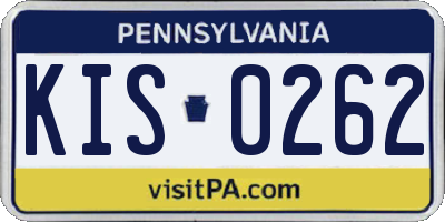 PA license plate KIS0262