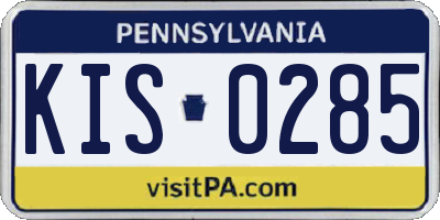 PA license plate KIS0285