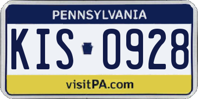 PA license plate KIS0928