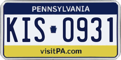 PA license plate KIS0931