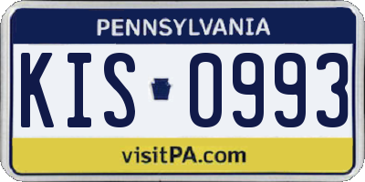 PA license plate KIS0993