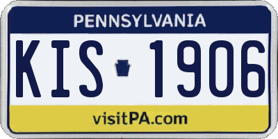 PA license plate KIS1906