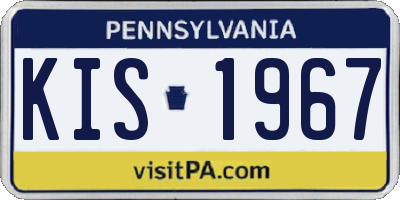 PA license plate KIS1967