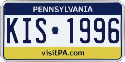 PA license plate KIS1996