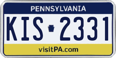 PA license plate KIS2331