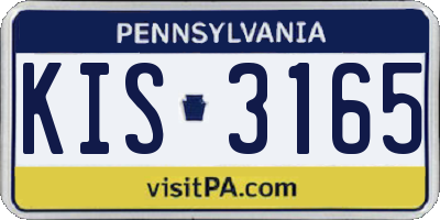 PA license plate KIS3165