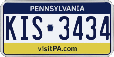 PA license plate KIS3434