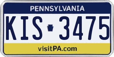 PA license plate KIS3475
