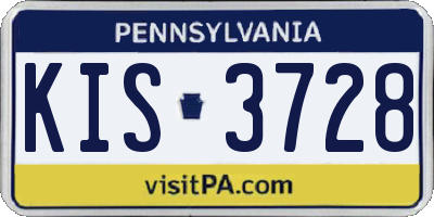 PA license plate KIS3728