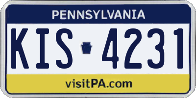PA license plate KIS4231